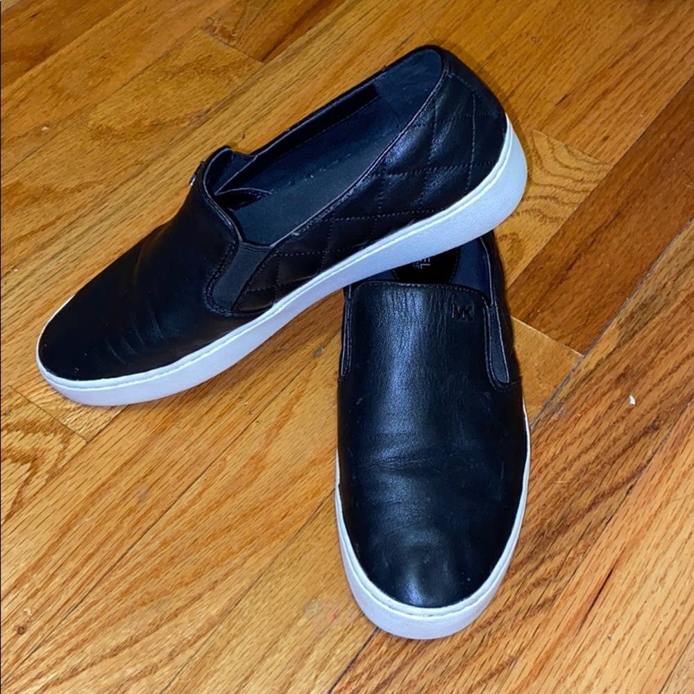 Michael Kors Quilted Slip on Black Leather Sneaker